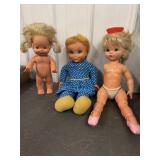 3 vtg baby dolls - 13in Ideal whoopsie doll, Mrs.