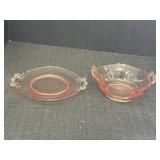 Pink Depression Glass Bowl & Plate