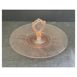 11.75" Pink Glass Sandwich Server