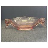 Pink Depression Glass Bowl w/ Candle Holders