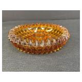 Diamond Point Amber Glass Taper Candle Holder,