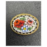 Micro Mosaic Floral Glass Pin