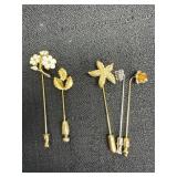 (2) Monet Stick Pins & 3 misc unmarked Stick Pins