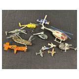 Variety of miniature play helicopters/airplanes