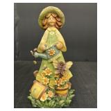 8.75"  Resin Girl Watering Flowers