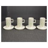 4 Ceramic Irish Coffee Mugs & Saucers