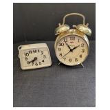 Spartus wind-up alarm clock, Ingraham electric