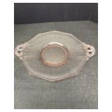 Vtg. Pink Depression Glass Handled Tray