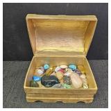 Polished Gemstones in a Gold Treasure Chest
