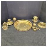Various Brass & Gold Plated Items: Candlestick