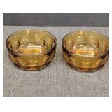 (2) Amber Thumb Print Dessert dishes marked