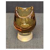 Amber w/ clear glass bottom Paper Weight/Vase