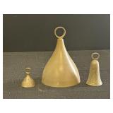 3 Brass bells 1.5-4.75"