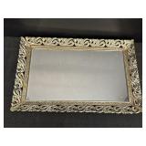 White Gold Tone Metal Framed Mirror 15x10"