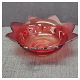 Vintage Red Glass Flower Bowl