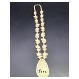 18" Bone like Carved Elephant Necklace