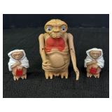 3 E.T. figurines.  4in w/extending neck & 2