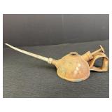 Vtg metal oil can or oiler w/long spout & pump