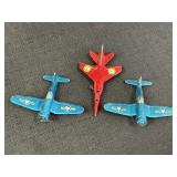 3 Matchbox fighter planes, some broken parts