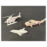 3 Ertl die cast helicopters & space shuttle -
