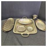 Various Vintage Silver-Plated Dishes, Trays, & Cup