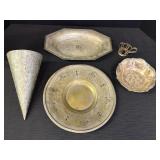 Misc. Plated, metal, & EP brass trays, wall