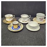 Assortment of Five Teacups & Saucers