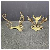 (2) VTG Brass Vase, Bowl, or Orb Holders