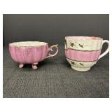 Japan Pink & Gold Tea Cup & Germany Pink & Gold