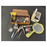 Variety of items - vanity mirror & hair