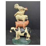8.75" Cast Iron Stacked Farm Animals Doorstop