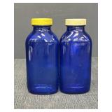 2- 6"ï¿½ Cobalt Blue Bottles