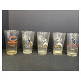 Chicago sports/Miller Lite glasses (5), 5.75in H