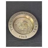 Avon metal trinket dish, "The First Buffalo Nickel