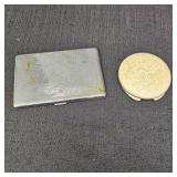 VTG Metal Cigarette Case & Avon White Compact