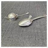 (2) Tea strainer- Hinged Spoon & Mini Tea Kettle