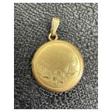 A&Z 1/20 12K GF Locket Pendant w/ Etched Flower