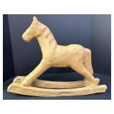 Paper mache rocking horse, 20in long x 16in H,