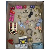Variety of Earrings - studs, dangle & 1 brooch pin