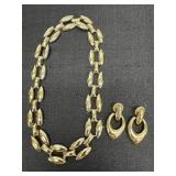 Chunky gold toned Necklace & matching earrings
