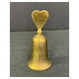 solid brass bell w/ heart-shaped handle, 4in H