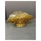 Amber glass Moon and Stars footed fruit bowl