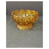 Amber glass Moon & Stars pedestal candy dish,