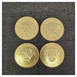 (4) VTG Continental Hereford Cow Airline Tokens