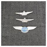 (3) VTG Metal Wing Pins- KLM Jr. Stewardess & AA