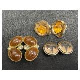 Amber colored Clip Earrings & Screw back Earrings