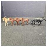 (5) Plastic Horse Figures