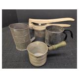 Ricer, 2 Sifters, Measuring cup with wood handle