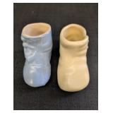 Haeger porcelain baby shoes yellow shoe marked