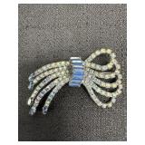 Iridescent Blue Rhinestone Brooch